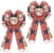 2 Pcs Large Patriotic Wreath Bow Decor, 4th of July (Multicolored)